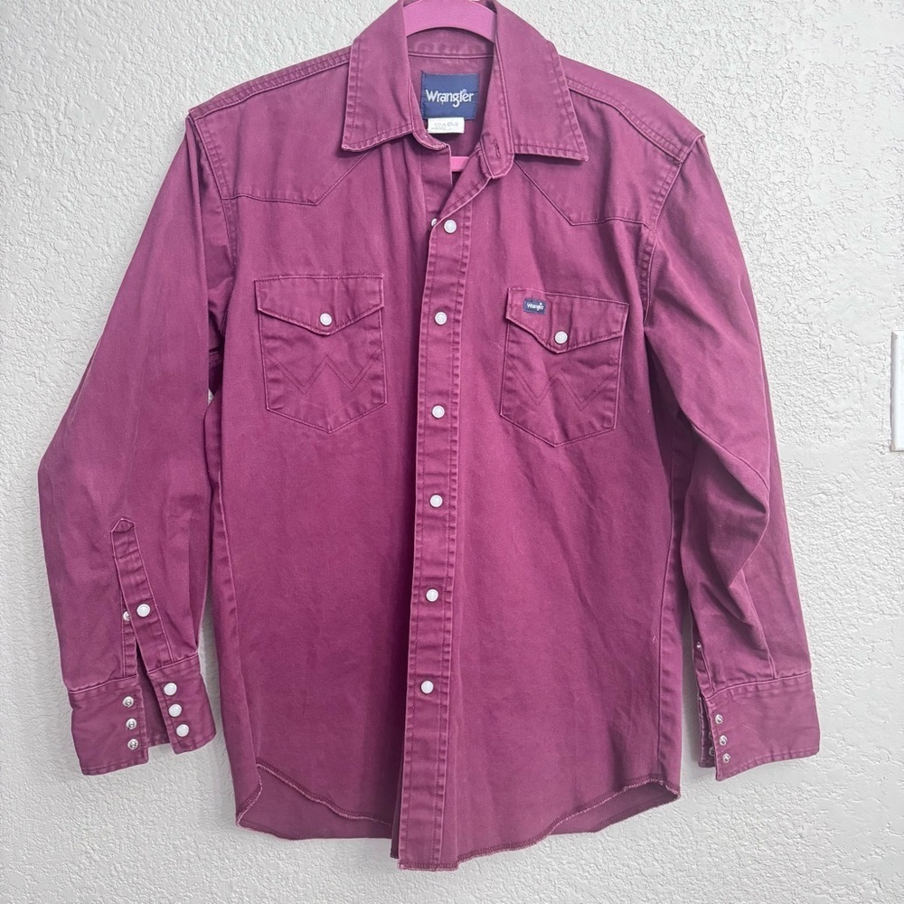 Wrangler Pearl Snap Western Shirt Men’s Medium Burgundy Cotton